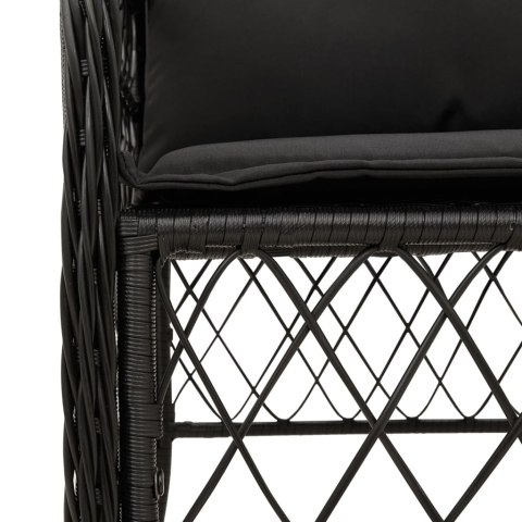 VidaXL 9-cz. zestaw mebli ogrodowych z poduszkami, czarny, rattan PE VidaXL 9-cz. zestaw mebli ogrodowych z poduszkami, czarny, rattan PE