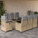 VidaXL 9-cz. zestaw mebli ogrodowych z poduszkami, mieszany beż