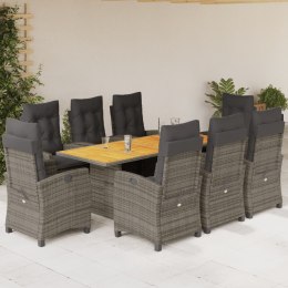 VidaXL 9-cz. zestaw mebli ogrodowych z poduszkami, szary, rattan PE
