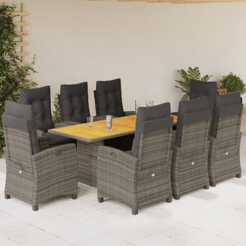 VidaXL 9-cz. zestaw mebli ogrodowych z poduszkami, szary, rattan PE VidaXL 9-cz. zestaw mebli ogrodowych z poduszkami, szary, rattan PE