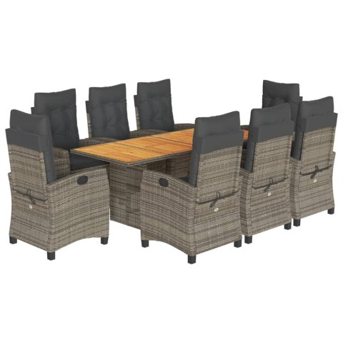 VidaXL 9-cz. zestaw mebli ogrodowych z poduszkami, szary, rattan PE VidaXL 9-cz. zestaw mebli ogrodowych z poduszkami, szary, rattan PE