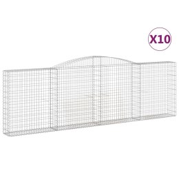 VidaXL Kosze gabionowe, 10 szt, 400x30x120/140cm, galwanizowane żelazo