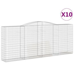 VidaXL Kosze gabionowe, 10 szt, 400x50x160/180cm, galwanizowane żelazo