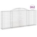 VidaXL Kosze gabionowe, 12 szt, 300x30x120/140cm, galwanizowane żelazo