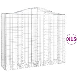 VidaXL Kosze gabionowe, 15 szt, 200x50x160/180cm, galwanizowane żelazo