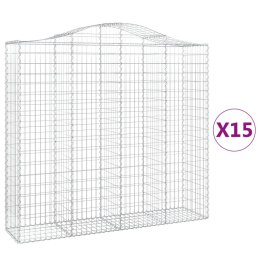 VidaXL Kosze gabionowe, 15 szt, 200x50x180/200cm, galwanizowane żelazo