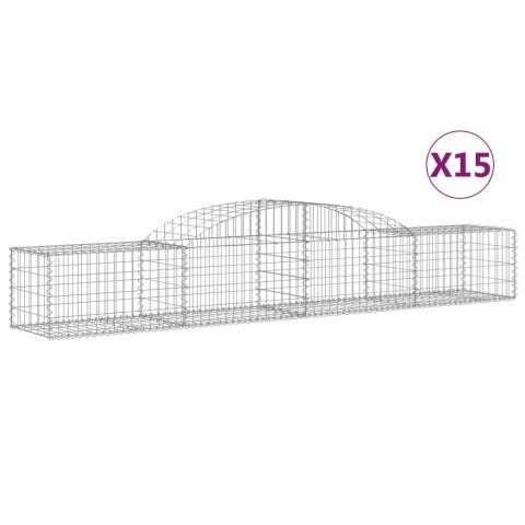VidaXL Kosze gabionowe, 15 szt, 300x50x40/60 cm, galwanizowane żelazo VidaXL Kosze gabionowe, 15 szt, 300x50x40/60 cm, galwanizowane żelazo