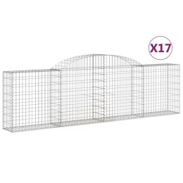 VidaXL Kosze gabionowe, 17 szt, 300x30x80/100 cm, galwanizowane żelazo