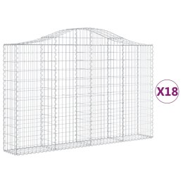 VidaXL Kosze gabionowe, 18 szt, 200x30x120/140cm, galwanizowane żelazo