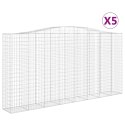 VidaXL Kosze gabionowe, 5 szt, 400x50x200/220 cm, galwanizowane żelazo