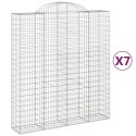 VidaXL Kosze gabionowe, 7 szt, 200x50x220/240 cm, galwanizowane żelazo