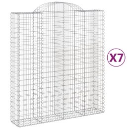 VidaXL Kosze gabionowe, 7 szt, 200x50x220/240 cm, galwanizowane żelazo