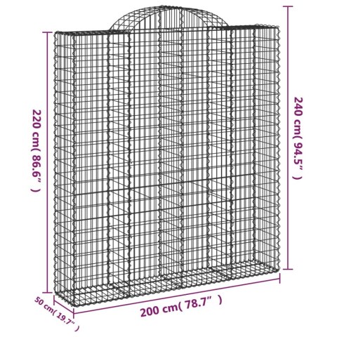 VidaXL Kosze gabionowe, 7 szt, 200x50x220/240 cm, galwanizowane żelazo VidaXL Kosze gabionowe, 7 szt, 200x50x220/240 cm, galwanizowane żelazo