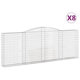 VidaXL Kosze gabionowe, 8 szt, 400x30x140/160 cm, galwanizowane żelazo