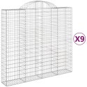 VidaXL Kosze gabionowe, 9 szt, 200x50x180/200 cm, galwanizowane żelazo