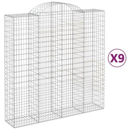 VidaXL Kosze gabionowe, 9 szt, 200x50x200/220 cm, galwanizowane żelazo