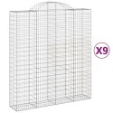 VidaXL Kosze gabionowe, 9 szt, 200x50x220/240 cm, galwanizowane żelazo