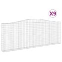 VidaXL Kosze gabionowe, 9 szt, 400x30x140/160 cm, galwanizowane żelazo