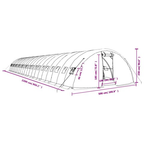 VidaXL Szklarnia ze stalową ramą, biała, 110 m², 22x5x2,3 m VidaXL Szklarnia ze stalową ramą, biała, 110 m², 22x5x2,3 m