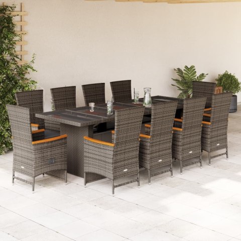 VidaXL 11-cz. zestaw mebli do ogrodu, z poduszkami, szary rattan PE VidaXL 11-cz. zestaw mebli do ogrodu, z poduszkami, szary rattan PE