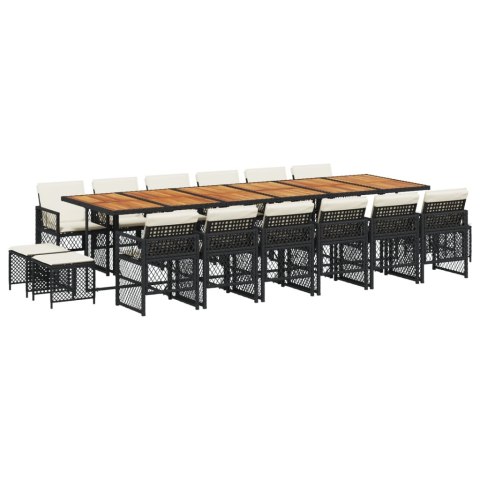 VidaXL 17-cz. zestaw mebli ogrodowych z poduszkami, czarny, rattan PE VidaXL 17-cz. zestaw mebli ogrodowych z poduszkami, czarny, rattan PE