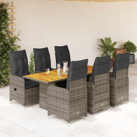 VidaXL 7-cz. zestaw mebli bistro z poduszkami, szary, polirattan VidaXL 7-cz. zestaw mebli bistro z poduszkami, szary, polirattan