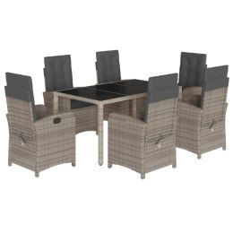 VidaXL 7-cz. zestaw mebli ogrodowych z poduszkami, szary, rattan PE