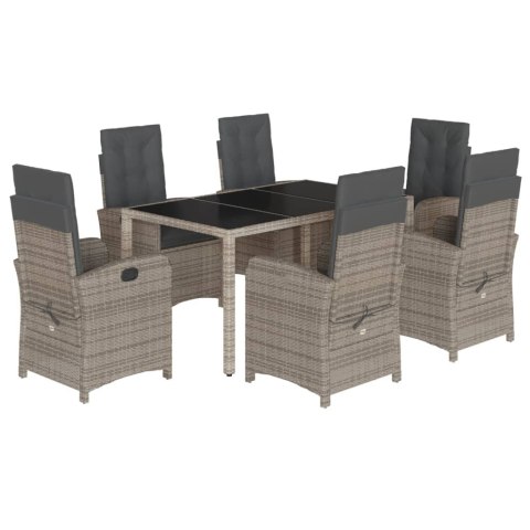VidaXL 7-cz. zestaw mebli ogrodowych z poduszkami, szary, rattan PE VidaXL 7-cz. zestaw mebli ogrodowych z poduszkami, szary, rattan PE