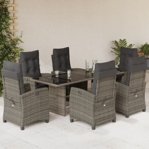 VidaXL 7-cz. zestaw mebli ogrodowych z poduszkami, szary, rattan PE VidaXL 7-cz. zestaw mebli ogrodowych z poduszkami, szary, rattan PE