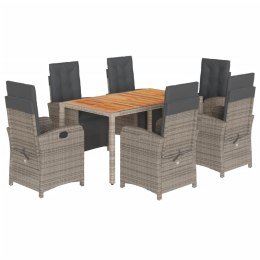 VidaXL 7-cz. zestaw mebli ogrodowych z poduszkami, szary, rattan PE