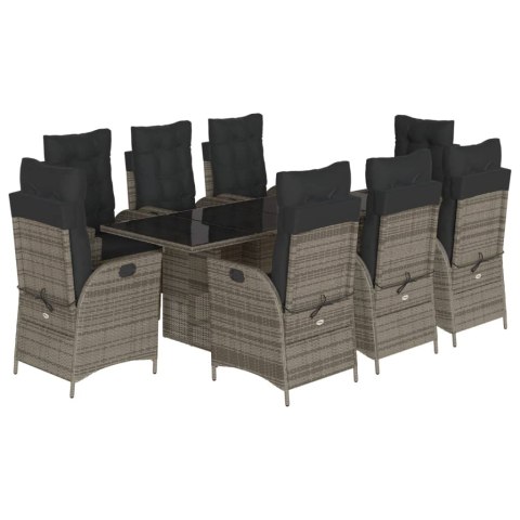 VidaXL 9-cz. zestaw mebli ogrodowych z poduszkami, szary, rattan PE VidaXL 9-cz. zestaw mebli ogrodowych z poduszkami, szary, rattan PE