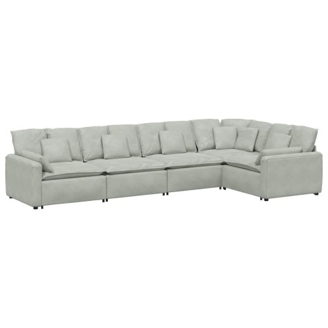 VidaXL Sofa modułowa z poduszkami aksamitna jasnoszara VidaXL Sofa modułowa z poduszkami aksamitna jasnoszara