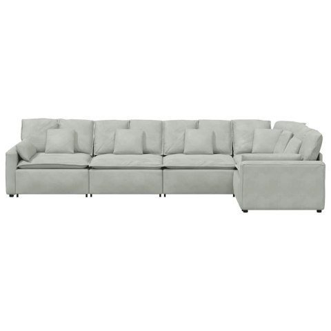VidaXL Sofa modułowa z poduszkami aksamitna jasnoszara VidaXL Sofa modułowa z poduszkami aksamitna jasnoszara