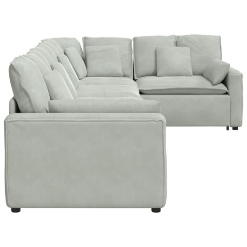 VidaXL Sofa modułowa z poduszkami aksamitna jasnoszara VidaXL Sofa modułowa z poduszkami aksamitna jasnoszara