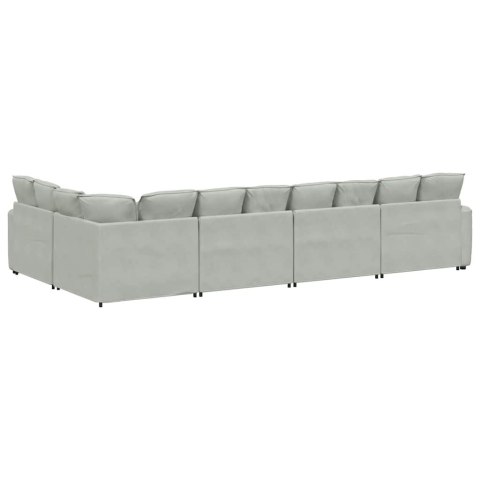 VidaXL Sofa modułowa z poduszkami aksamitna jasnoszara VidaXL Sofa modułowa z poduszkami aksamitna jasnoszara