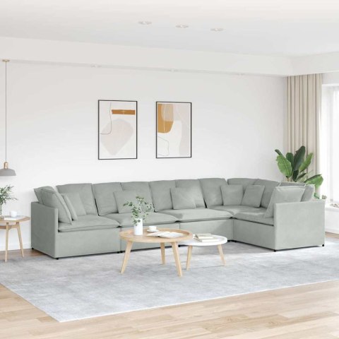 VidaXL Sofa modułowa z poduszkami aksamitna jasnoszara VidaXL Sofa modułowa z poduszkami aksamitna jasnoszara