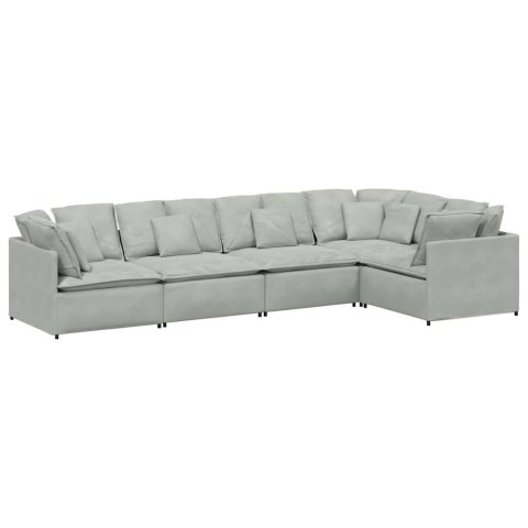 VidaXL Sofa modułowa z poduszkami aksamitna jasnoszara VidaXL Sofa modułowa z poduszkami aksamitna jasnoszara