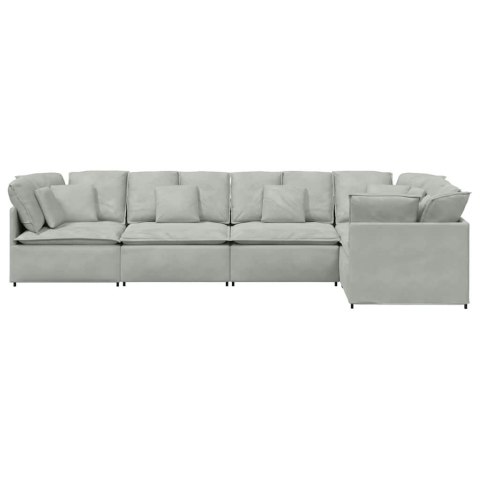 VidaXL Sofa modułowa z poduszkami aksamitna jasnoszara VidaXL Sofa modułowa z poduszkami aksamitna jasnoszara