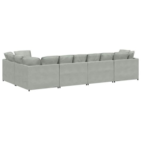 VidaXL Sofa modułowa z poduszkami aksamitna jasnoszara VidaXL Sofa modułowa z poduszkami aksamitna jasnoszara