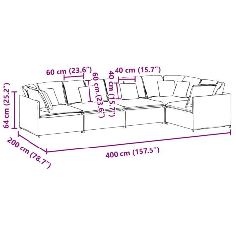 VidaXL Sofa modułowa z poduszkami aksamitna jasnoszara VidaXL Sofa modułowa z poduszkami aksamitna jasnoszara