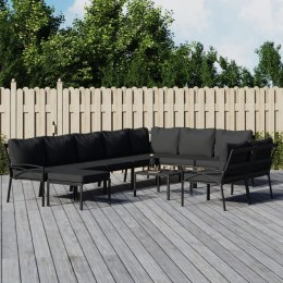 VidaXL 11-cz. zestaw wypoczynkowy do ogrodu, szare poduszki, stal