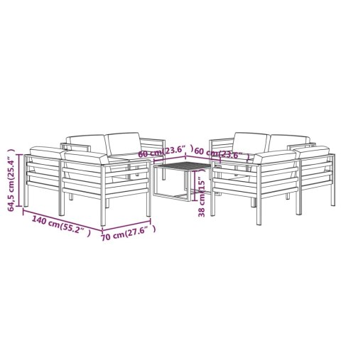 VidaXL 9-cz. zestaw mebli ogrodowych, poduszki, aluminium, antracyt VidaXL 9-cz. zestaw mebli ogrodowych, poduszki, aluminium, antracyt