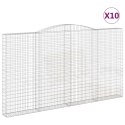 VidaXL Kosze gabionowe, 10 szt, 400x30x220/240cm, galwanizowane żelazo