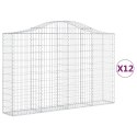 VidaXL Kosze gabionowe, 12 szt, 200x30x120/140cm, galwanizowane żelazo