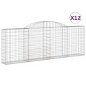 VidaXL Kosze gabionowe, 12 szt, 300x30x100/120cm, galwanizowane żelazo