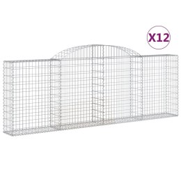 VidaXL Kosze gabionowe, 12 szt, 300x30x100/120cm, galwanizowane żelazo