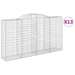 VidaXL Kosze gabionowe, 13 szt, 300x50x160/180cm, galwanizowane żelazo