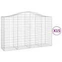 VidaXL Kosze gabionowe, 15 szt, 200x50x120/140cm, galwanizowane żelazo