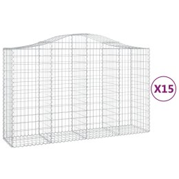 VidaXL Kosze gabionowe, 15 szt, 200x50x120/140cm, galwanizowane żelazo