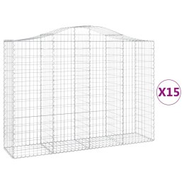 VidaXL Kosze gabionowe, 15 szt, 200x50x140/160cm, galwanizowane żelazo